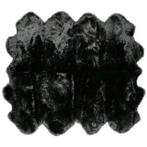 Natural Home Decor New Zealand Sheepskin Octo Rug | 1-Piece | Black | 7'x6'